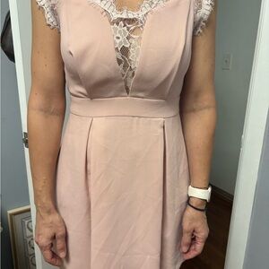 BCBGeneration Blush Lace Midi Dress